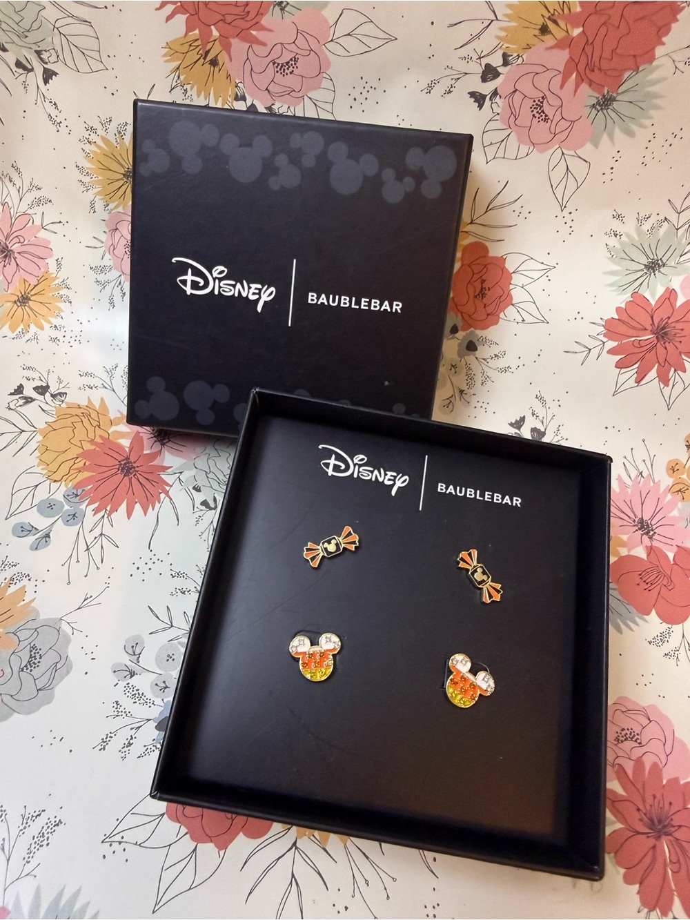 BaubleBar Orange & Gold Mickey Candy Stud Earring Set - Picture 2 of 3